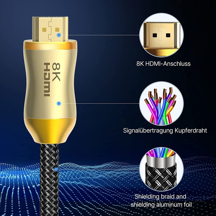 CO-HD801 5m HDMI 2.1 Version 8K 60Hz For PS4 Cable Projector Notebook Set-Top Box Cable(Gold) - Cable by PMC TechLife | Online Shopping South Africa | PMC TechLife | Buy Now Pay Later Mobicred