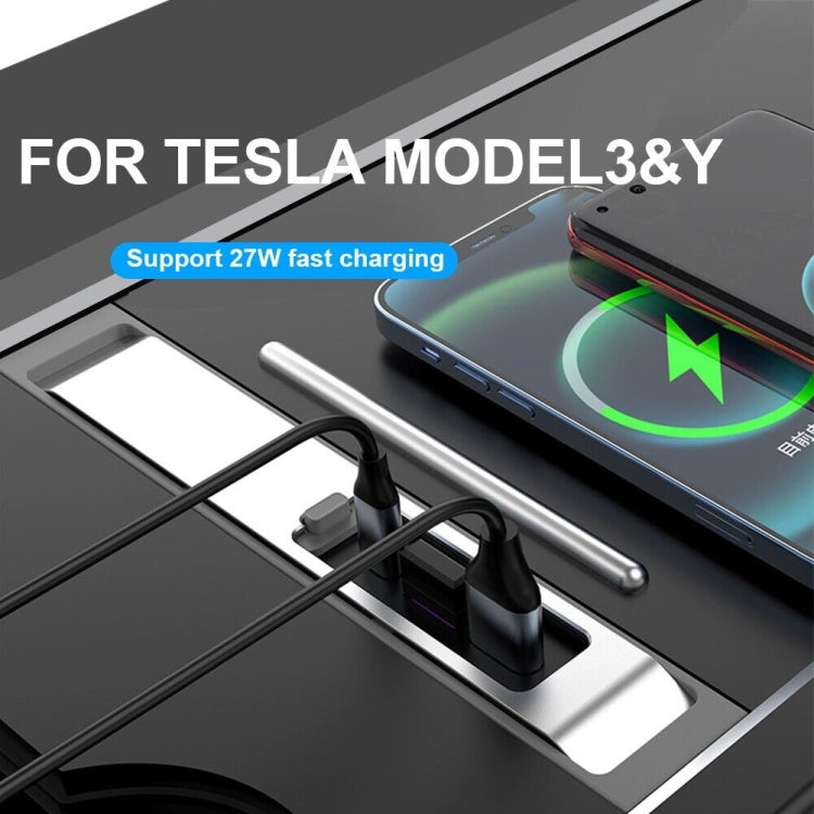 For Tesla Model 3/Y Car USB-C/Type-C+2 USB 3.0 Port Docking Station HUB(Silver) - DIY Modified Charger by PMC TechLife | Online Shopping South Africa | PMC TechLife | Buy Now Pay Later Mobicred