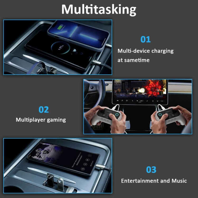 For Tesla Model 3/Y Car T09 Center Console 27W 3-in-1 USB Hub Docking Station(Gray Black) - DIY Modified Charger by PMC TechLife | Online Shopping South Africa | PMC TechLife | Buy Now Pay Later Mobicred