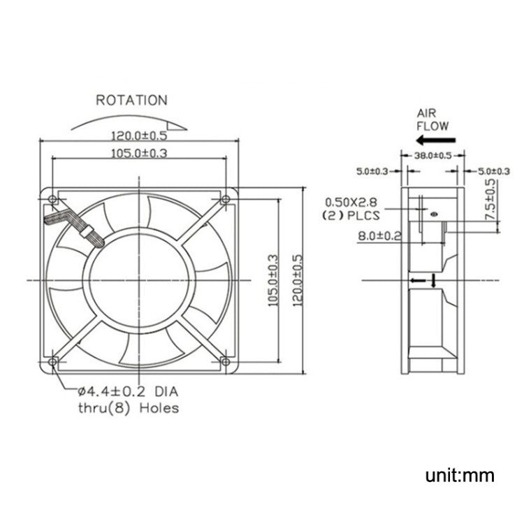 XIN RUI FENG XRX12038 380V Double Roller Cooling Fan 12cm Cabinet Power Distribution Cabinet Shaft - Fan Cooling by XIN RUI FENG | Online Shopping South Africa | PMC TechLife | Buy Now Pay Later Mobicred