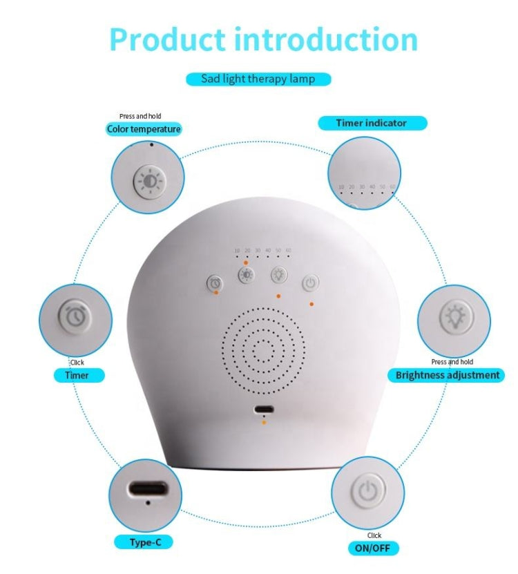 JSK-SL02 LED SAD Touch Timing Stepless Dimming Therapy Mood Desk Lamp Simulate Natural Light US Plug - free shipping - PMC TechLife - Order now!
