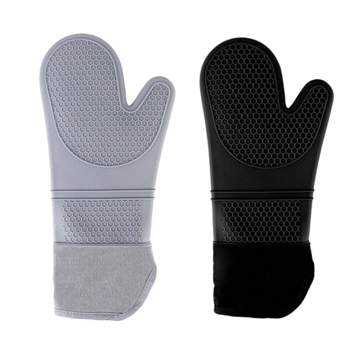 ZYA-426 Longer And Thicker Insulated Gloves Silicone Kitchen Baking Gloves(Black) - Insulation by PMC TechLife | Online Shopping South Africa | PMC TechLife | Buy Now Pay Later Mobicred