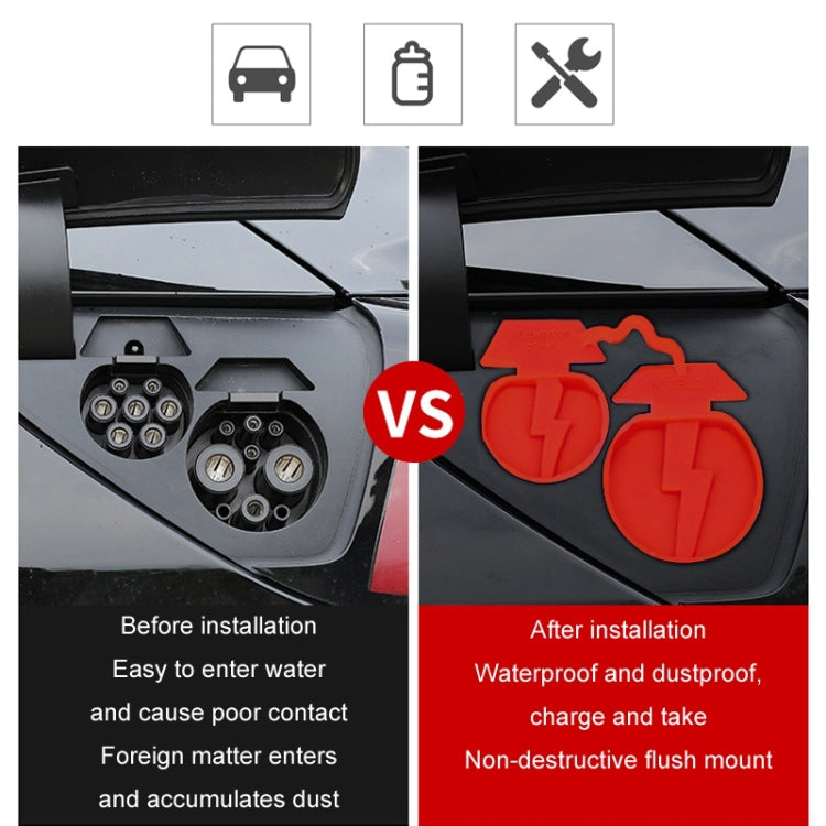For Tesla Model3/Y 2pcs Charging Port Silicone Dustproof Waterproof Cover, Color: Conjoined Red - Waterproof Covers by PMC TechLife | Online Shopping South Africa | PMC TechLife