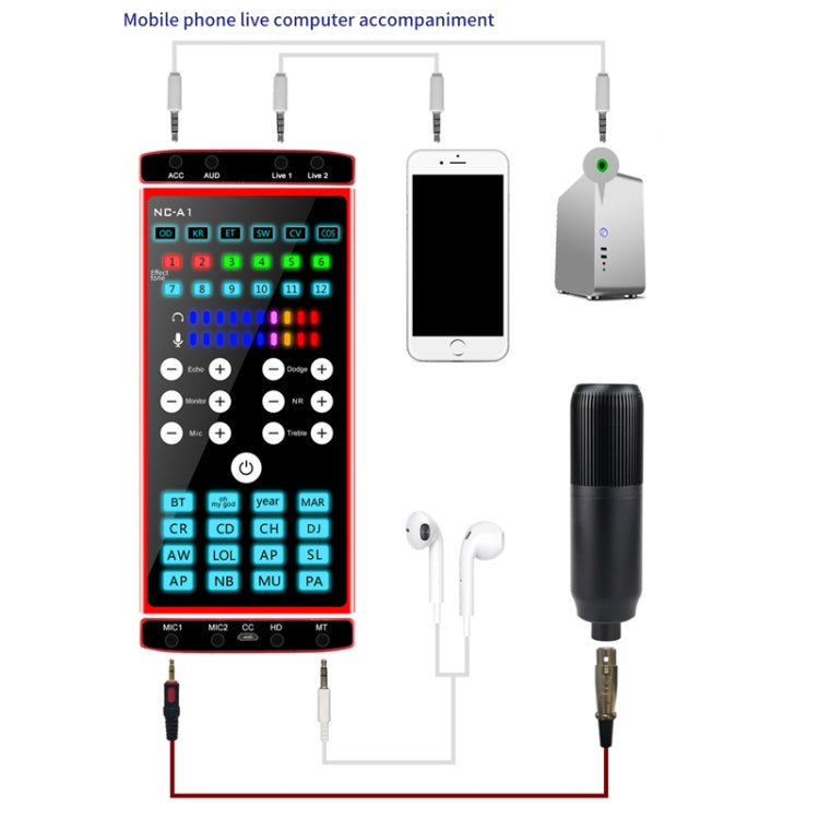 NC-A1 Bluetooth 5.0 Sound Card 12 Kinds Of Sound Effects Support Real-Time Monitoring - Live Sound Effects Processors by PMC TechLife | Online Shopping South Africa | PMC TechLife | Buy Now Pay Later Mobicred