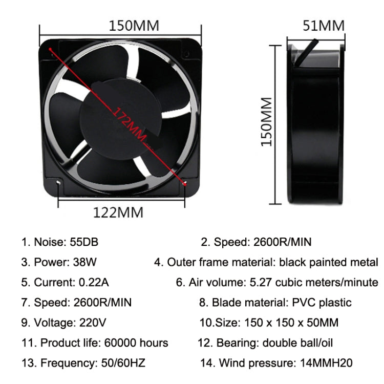220V 38W 15cm Roller Chassis Electrical Cabinet Shaft Oil Bearing Fan - free shipping - PMC TechLife - Order now!