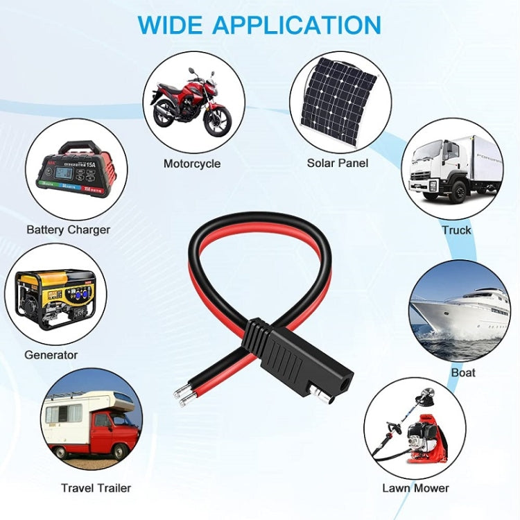 2pcs 20A Solar Car Battery SAE Power Extension Cable 30cm - DIY Cables by PMC TechLife | Online Shopping South Africa | PMC TechLife | Buy Now Pay Later Mobicred
