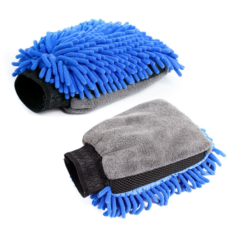 2pcs Car Chenille Coral Fleece Car Wash Double Sided Thick Gloves(Blue) - Car washing supplies by PMC TechLife | Online Shopping South Africa | PMC TechLife | Buy Now Pay Later Mobicred