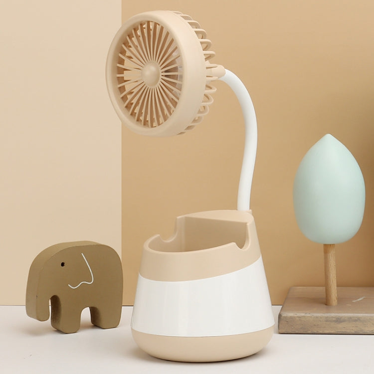 276A USB Charging Desktop Pen Holder Fan with Phone Holder Function Dormitory Portable Fan(Yellow) - Electric Fans by PMC TechLife | Online Shopping South Africa | PMC TechLife | Buy Now Pay Later Mobicred