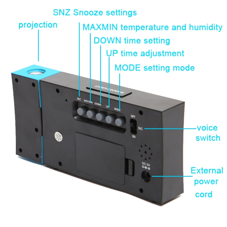 8290 Electronic Colour Screen Weather Clock Weather Forecast Projection Clock Rotatable Digital Clock With USB Cable - Novelty Clock by PMc TechLife | Online Shopping South Africa | PMc TechLife | Buy Now Pay Later Mobicred