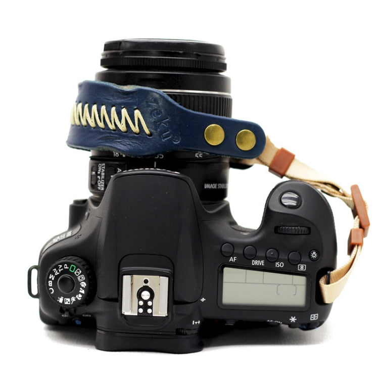 Zeku Retro Leather SLR Wristband Anti-drop Camera Wrist Strap without Camera(Blue) - Camera Strap by PMC TechLife | Online Shopping South Africa | PMC TechLife | Buy Now Pay Later Mobicred
