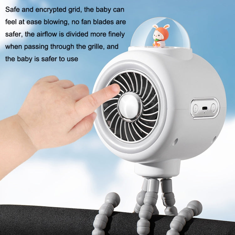 Baby Stroller Fan Home Mute Outdoor Cooling Portable Rabbit Octopus Fan With Shake Head (White) - Electric Fans by PMC TechLife | Online Shopping South Africa | PMC TechLife | Buy Now Pay Later Mobicred