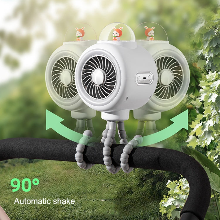 Baby Stroller Fan Home Mute Outdoor Cooling Portable Rabbit Octopus Fan With Shake Head (White) - Electric Fans by PMC TechLife | Online Shopping South Africa | PMC TechLife | Buy Now Pay Later Mobicred