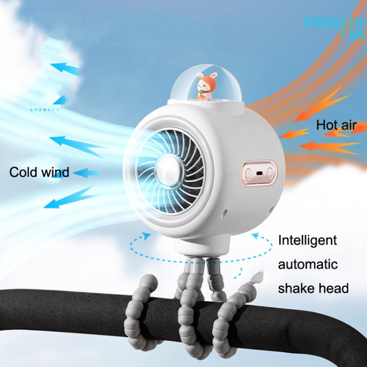 Baby Stroller Fan Home Mute Outdoor Cooling Portable Rabbit Octopus Fan With Shake Head (White) - Electric Fans by PMC TechLife | Online Shopping South Africa | PMC TechLife | Buy Now Pay Later Mobicred