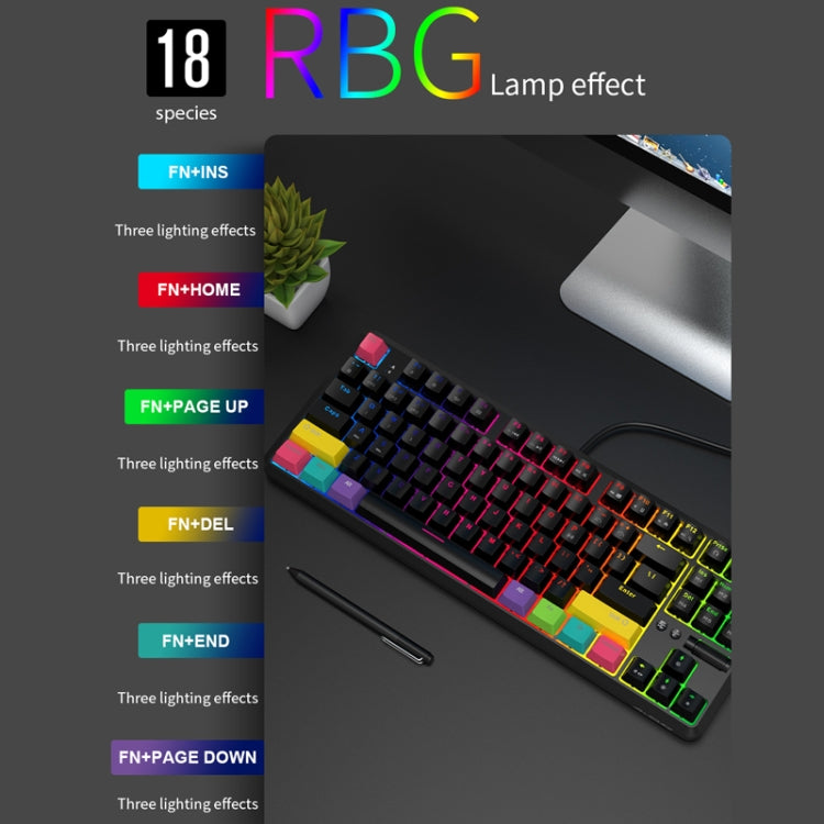 Ajazz K870T 87-Key Hot Swap Bluetooth/Wired Dual Mode RGB Backlight Office Game Mechanical Keyboard Red Shaft (Black) - free shipping - PMC Jewellery - Order now!