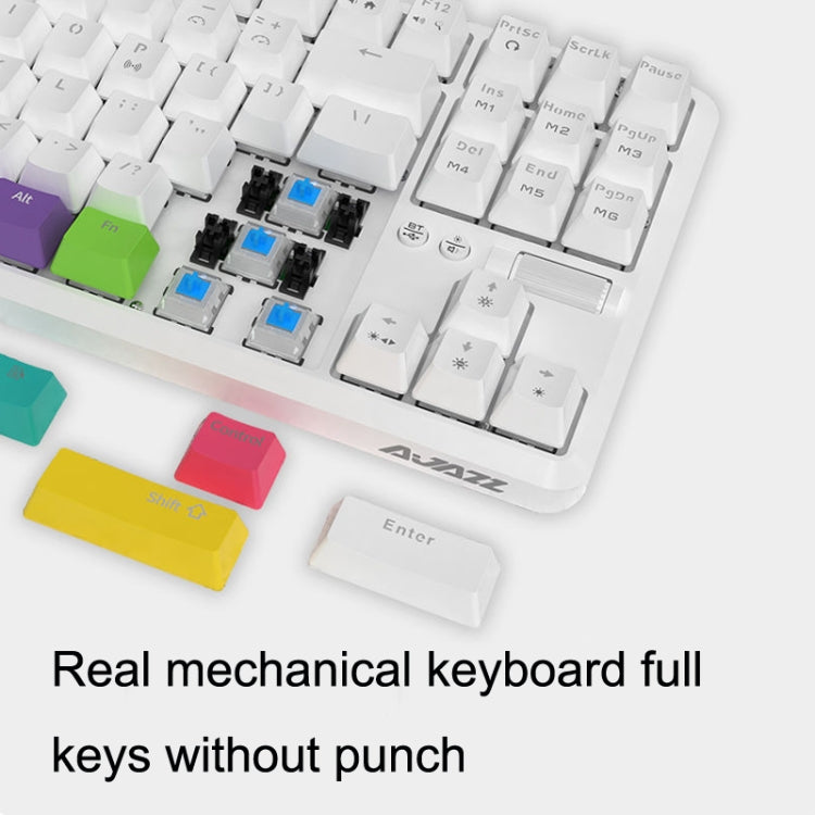 Ajazz K870T 87-Key Hot Swap Bluetooth/Wired Dual Mode RGB Backlight Office Game Mechanical Keyboard Green Shaft (White) - free shipping - PMC Jewellery - Order now!