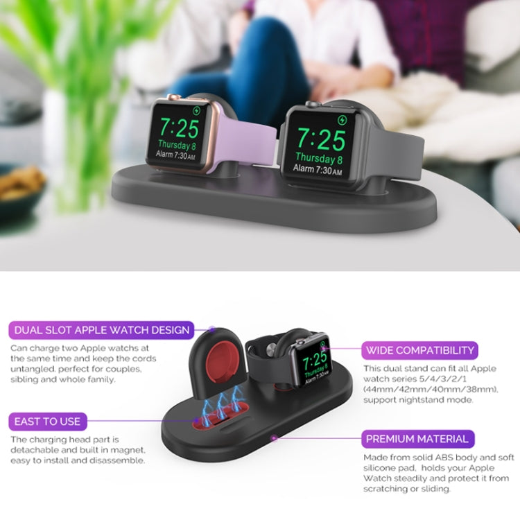 For Apple Watch / Earphone AhaStyle PT116 Universal Plastic Stand Dual Charging Storage Base(White) - free shipping - PMC TechLife - Order now!