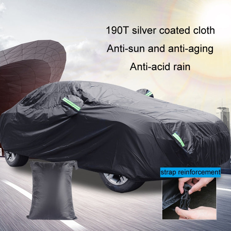 190T Silver Coated Cloth Car Rain Sun Protection Car Cover with Reflective Strip, Size: L - free shipping - PMC TechLife - Order now!