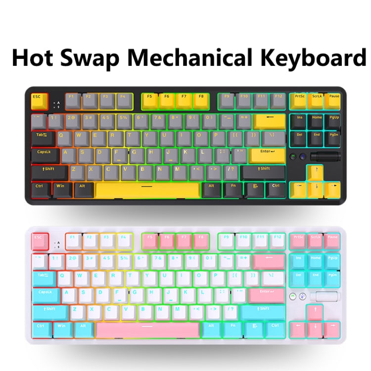 Ajazz K870T Pro 87 Keys Three Mode Wireless/Bluetooth/Wired Pluggable RGB Mechanical Keyboard Tea Shaft (Black) - free shipping - PMC Jewellery - Order now!