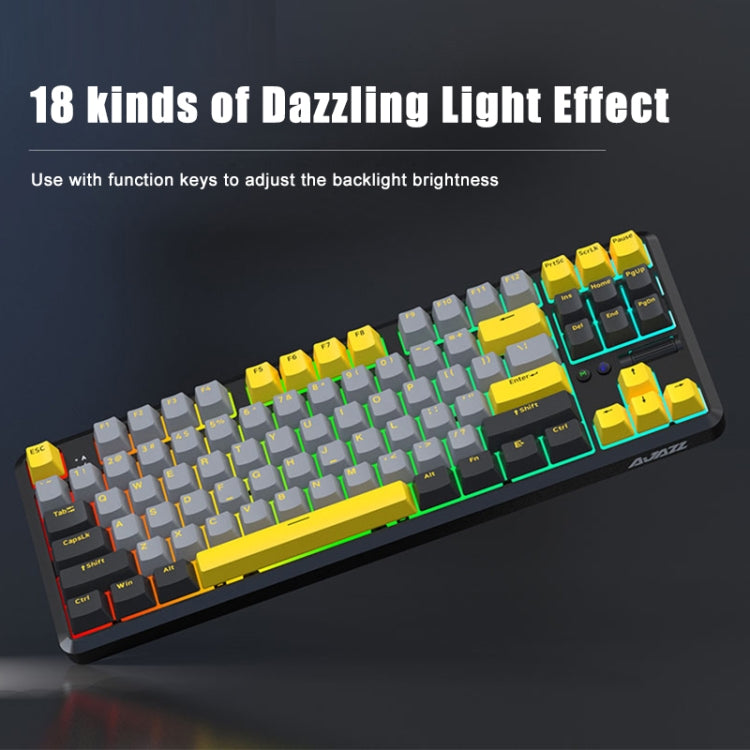 Ajazz K870T Pro 87 Keys Three Mode Wireless/Bluetooth/Wired Pluggable RGB Mechanical Keyboard Tea Shaft (Black) - free shipping - PMC Jewellery - Order now!