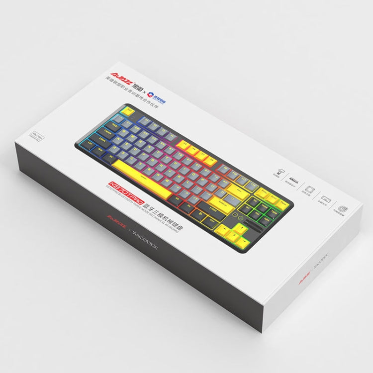 Ajazz K870T Pro 87 Keys Three Mode Wireless/Bluetooth/Wired Pluggable RGB Mechanical Keyboard Tea Shaft (Black) - free shipping - PMC Jewellery - Order now!