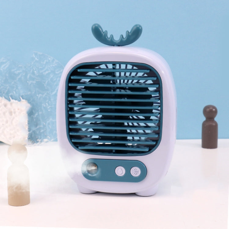 1315 Spray Humidification Hydrating Cartoon Fan USB Charging Desktop Fan(Deer Blue) - Electric Fans by PMC TechLife | Online Shopping South Africa | PMC TechLife | Buy Now Pay Later Mobicred