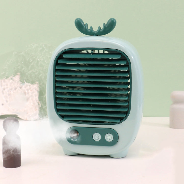 1315 Spray Humidification Hydrating Cartoon Fan USB Charging Desktop Fan(Deer Green) - Electric Fans by PMC TechLife | Online Shopping South Africa | PMC TechLife | Buy Now Pay Later Mobicred
