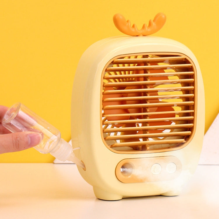 1315 Spray Humidification Hydrating Cartoon Fan USB Charging Desktop Fan(Deer Yellow) - Electric Fans by PMC TechLife | Online Shopping South Africa | PMC TechLife | Buy Now Pay Later Mobicred