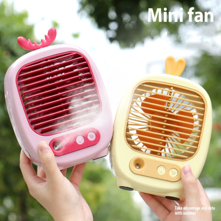 1315 Spray Humidification Hydrating Cartoon Fan USB Charging Desktop Fan(Deer Yellow) - Electric Fans by PMC TechLife | Online Shopping South Africa | PMC TechLife | Buy Now Pay Later Mobicred