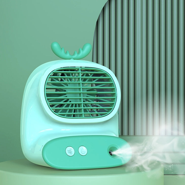 CS1319 Desktop Small Hydrating Spray Cartoon Fan Rechargeable Silent Humidifying Fan(Deer Green) - Electric Fans by PMC TechLife | Online Shopping South Africa | PMC TechLife | Buy Now Pay Later Mobicred