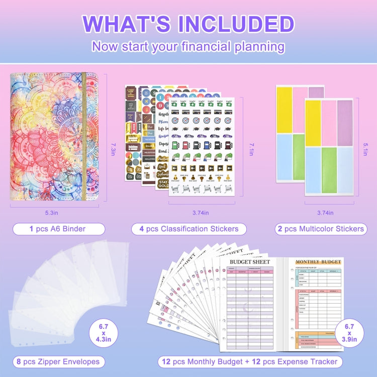 A6 Mandala Binder Financial Plan Notebook PU Leather Cash Budget Book(Fresh Blue) - Notebooks by PMC TechLife | Online Shopping South Africa | PMC TechLife | Buy Now Pay Later Mobicred