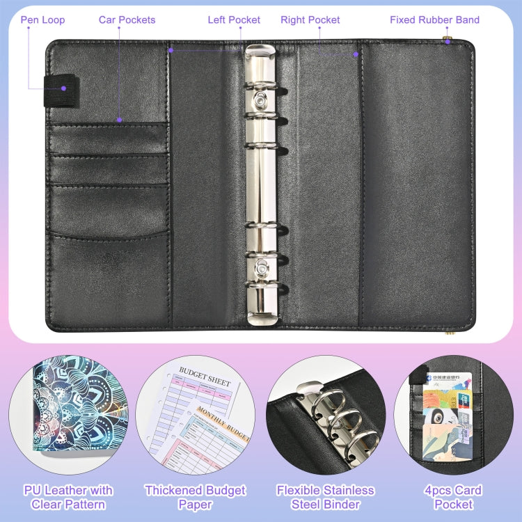 A6 Mandala Binder Financial Plan Notebook PU Leather Cash Budget Book(Gorgeous Pink) - Notebooks by PMc TechLife | Online Shopping South Africa | PMc TechLife | Buy Now Pay Later Mobicred