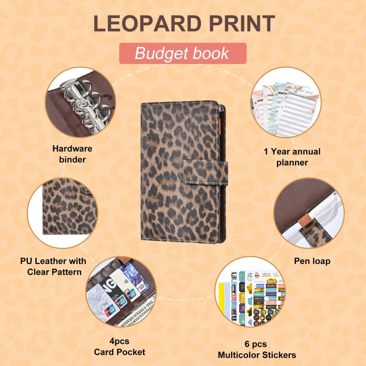 A6 Leopard Print Cash Budget Notebook  Loose Leaf Financial Management Notepad(Blue) - Notebooks by PMc TechLife | Online Shopping South Africa | PMc TechLife | Buy Now Pay Later Mobicred
