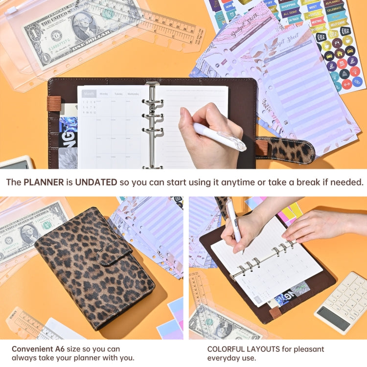 A6 Leopard Print Cash Budget Notebook  Loose Leaf Financial Management Notepad(Cow Pattern Black White) - Notebooks by PMc TechLife | Online Shopping South Africa | PMc TechLife | Buy Now Pay Later Mobicred