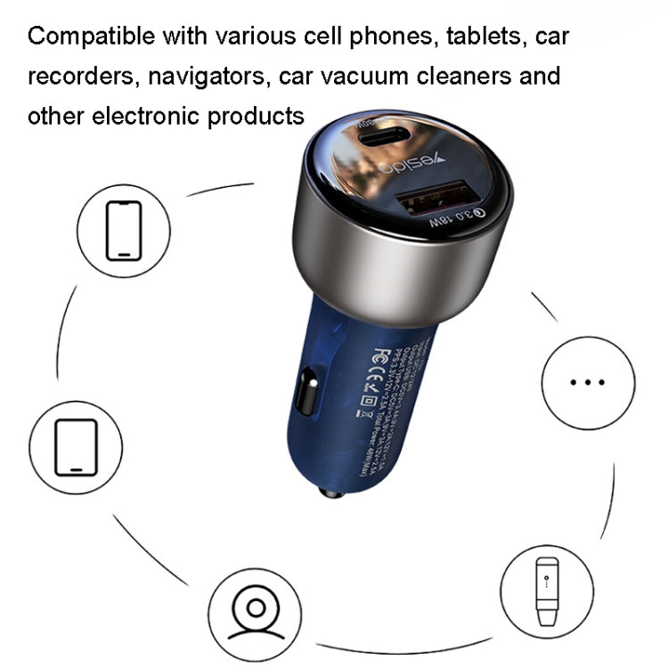 Yesido Y52 48W Dual-channel Fast Charging Zinc Alloy QC3.0 Car Charger(Black) - Car Charger by Yesido | Online Shopping South Africa | PMC TechLife | Buy Now Pay Later Mobicred