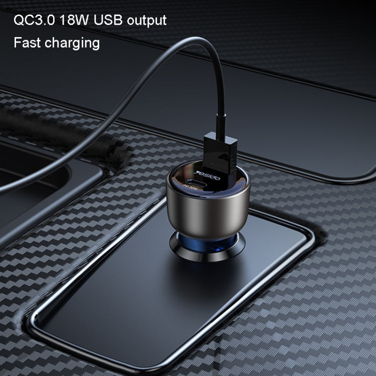 Yesido Y52 48W Dual-channel Fast Charging Zinc Alloy QC3.0 Car Charger(Black) - Car Charger by Yesido | Online Shopping South Africa | PMC TechLife | Buy Now Pay Later Mobicred