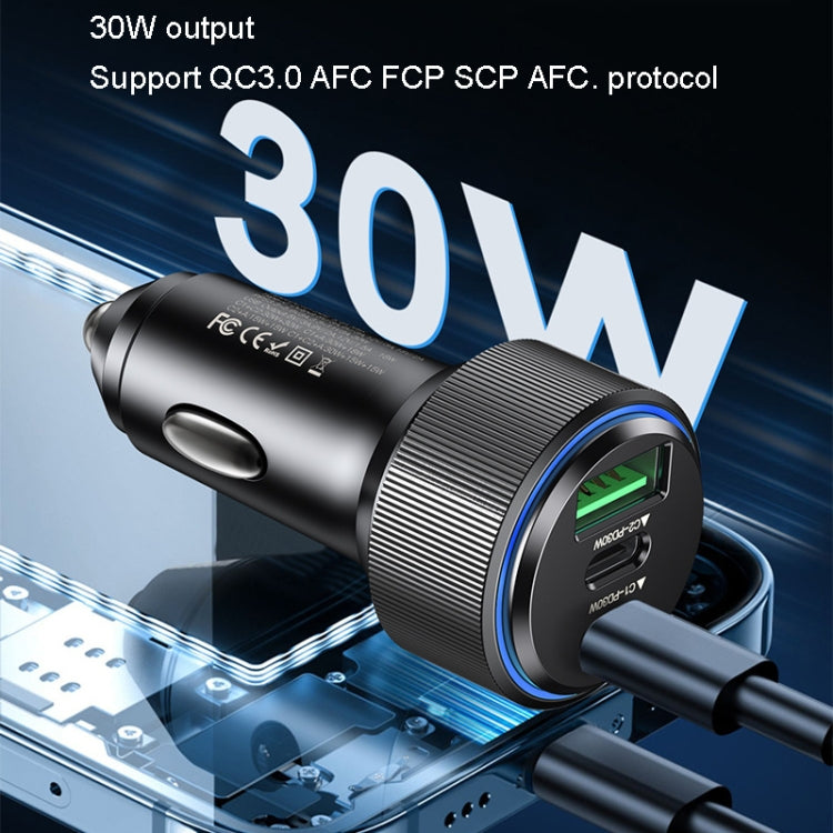 Yesido Y50 Car USB3.0 Fast Charger 30W Aluminum Alloy PD Fast Charging(Black) - Car Charger by Yesido | Online Shopping South Africa | PMC TechLife | Buy Now Pay Later Mobicred