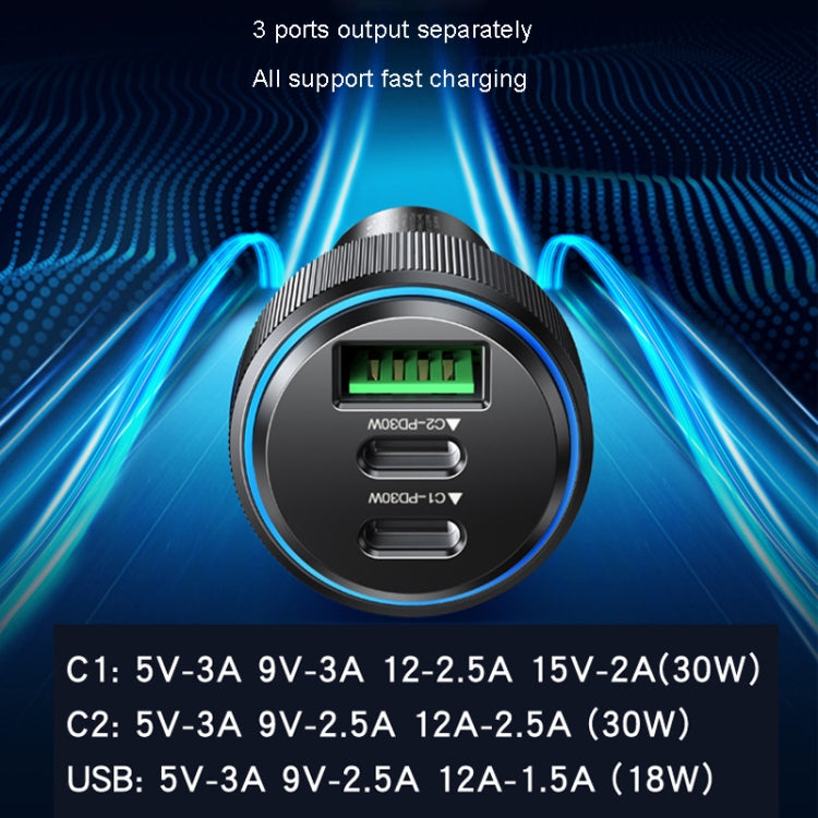 Yesido Y50 Car USB3.0 Fast Charger 30W Aluminum Alloy PD Fast Charging(Black) - Car Charger by Yesido | Online Shopping South Africa | PMC TechLife | Buy Now Pay Later Mobicred