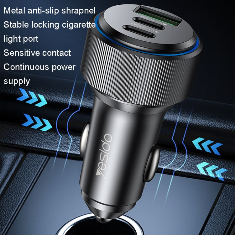 Yesido Y50 Car USB3.0 Fast Charger 30W Aluminum Alloy PD Fast Charging(Black) - Car Charger by Yesido | Online Shopping South Africa | PMC TechLife | Buy Now Pay Later Mobicred