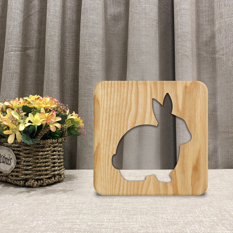 FS-T2104W  3D Wooden Carving Rabbit Table Lamp USB Night Light Crafts(Warm White) - free shipping - PMC TechLife - Order now!