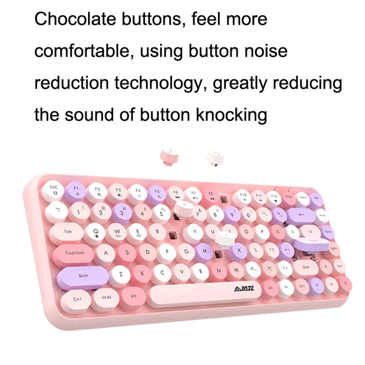 Ajazz 308I 84 Keys Tablet Computer Notebook Home Office Punk Bluetooth Keyboard(Milk Tea Color) - free shipping - PMC Jewellery - Order now!