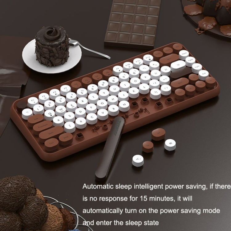 Ajazz 308I 84 Keys Tablet Computer Notebook Home Office Punk Bluetooth Keyboard(Milk Tea Color) - free shipping - PMC Jewellery - Order now!