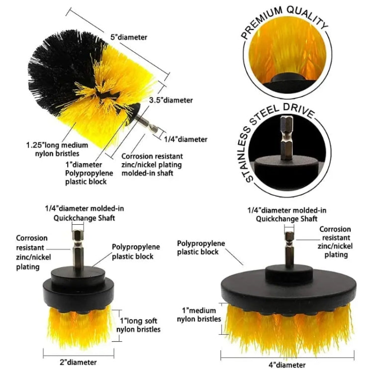 31pcs/set Electric Drill Brush Kitchen Bathroom Wall Cleaning Set(Yellow) - Sponges, Cloths & Brushes by PMC TechLife | Online Shopping South Africa | PMC TechLife | Buy Now Pay Later Mobicred