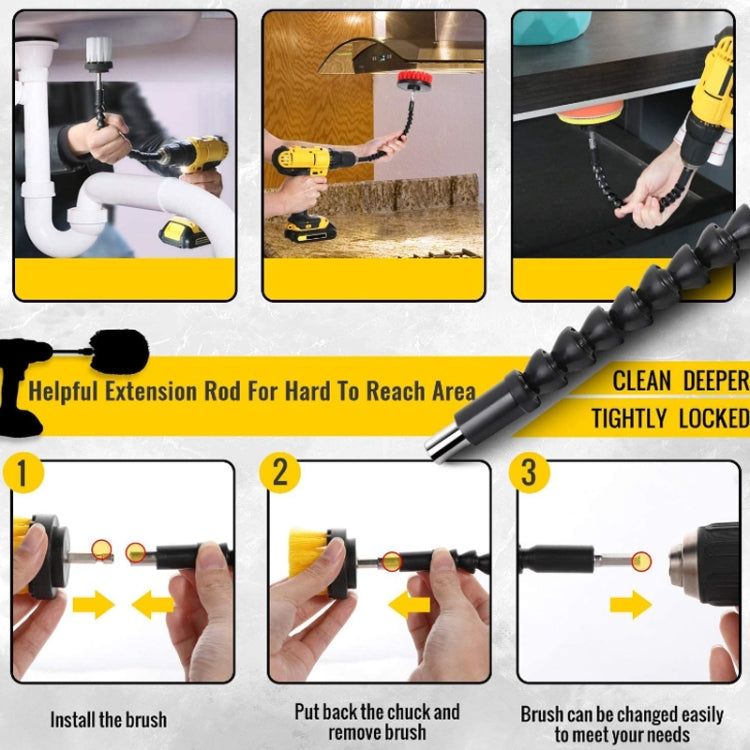 31pcs/set Electric Drill Brush Kitchen Bathroom Wall Cleaning Set(Yellow) - Sponges, Cloths & Brushes by PMC TechLife | Online Shopping South Africa | PMC TechLife | Buy Now Pay Later Mobicred