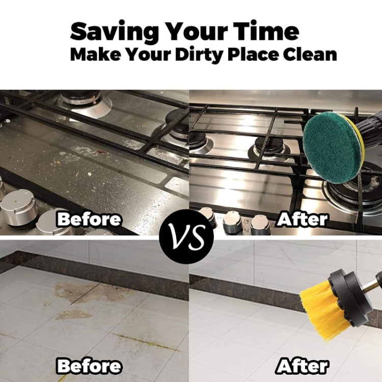 31pcs/set Electric Drill Brush Kitchen Bathroom Wall Cleaning Set(Yellow) - Sponges, Cloths & Brushes by PMC TechLife | Online Shopping South Africa | PMC TechLife | Buy Now Pay Later Mobicred