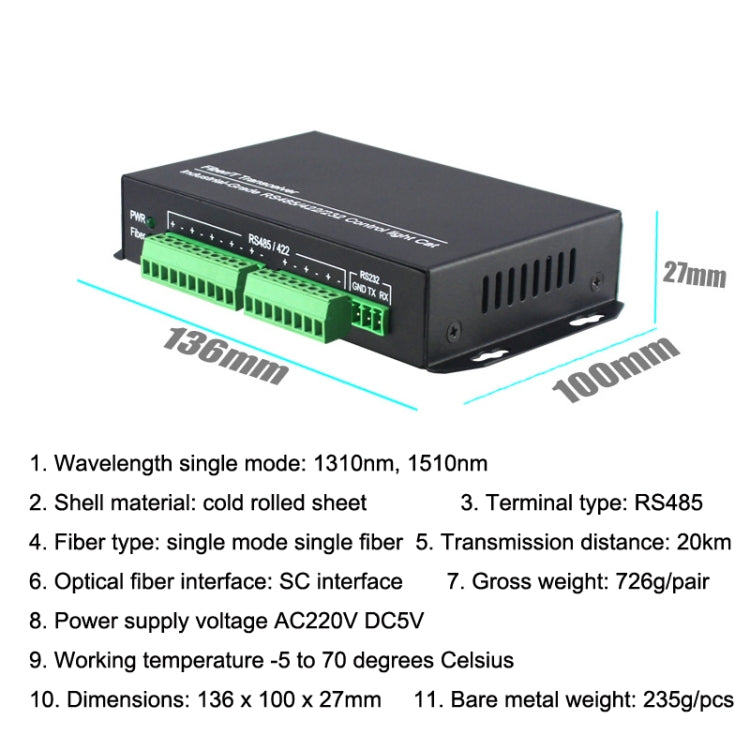 1pair YH-VD48508 SC 8-way Bidirectional Data Network Optical Transceiver Fiber Optic Transceiver(Black) - Fiber Receiver by PMC Jewellery | Online Shopping South Africa | PMC Jewellery | Buy Now Pay Later Mobicred
