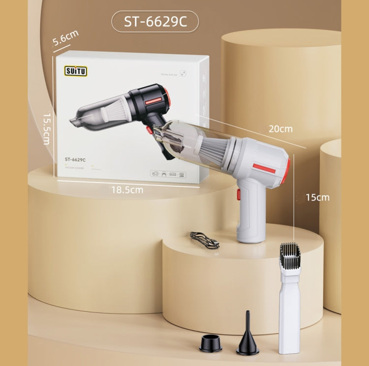 SUITU  ST-6629 3 In 1 5500pa Car Wireless Vacuum Cleaner Blowing Suction And Pumping 3 Modes White -USB Cable - Vacuum Cleaner by SUITU | Online Shopping South Africa | PMC TechLife | Buy Now Pay Later Mobicred