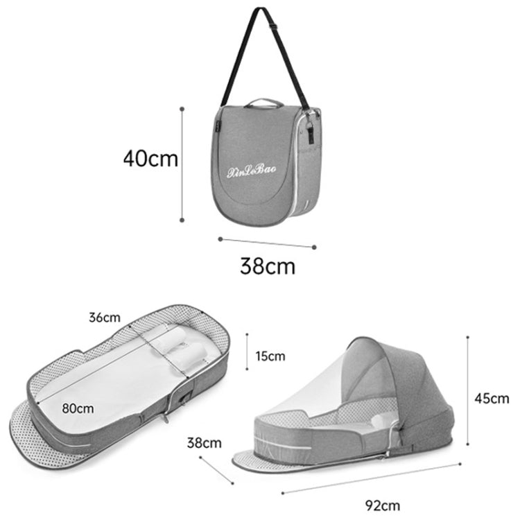 706 Backpack Portable Movable Crib Multifunctional Foldable Baby Bed, Color: Deep Khaki+Sunshade - Storage Bags by PMC TechLife | Online Shopping South Africa | PMC TechLife