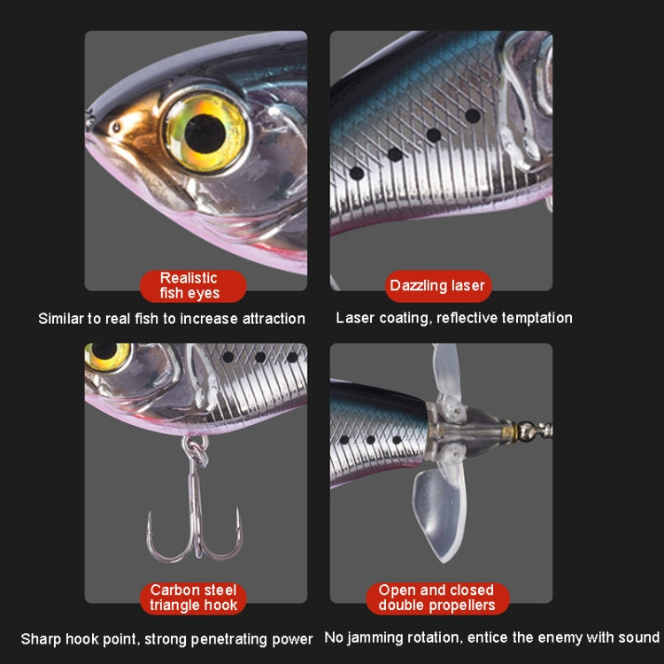DF080 16g Double Paddle Tractor Surface Tether Roadrunner Fake Lure Long-distance Casting Lure(Silver Black Back) - Fishing Lures by PMC TechLife | Online Shopping South Africa | PMC TechLife | Buy Now Pay Later Mobicred