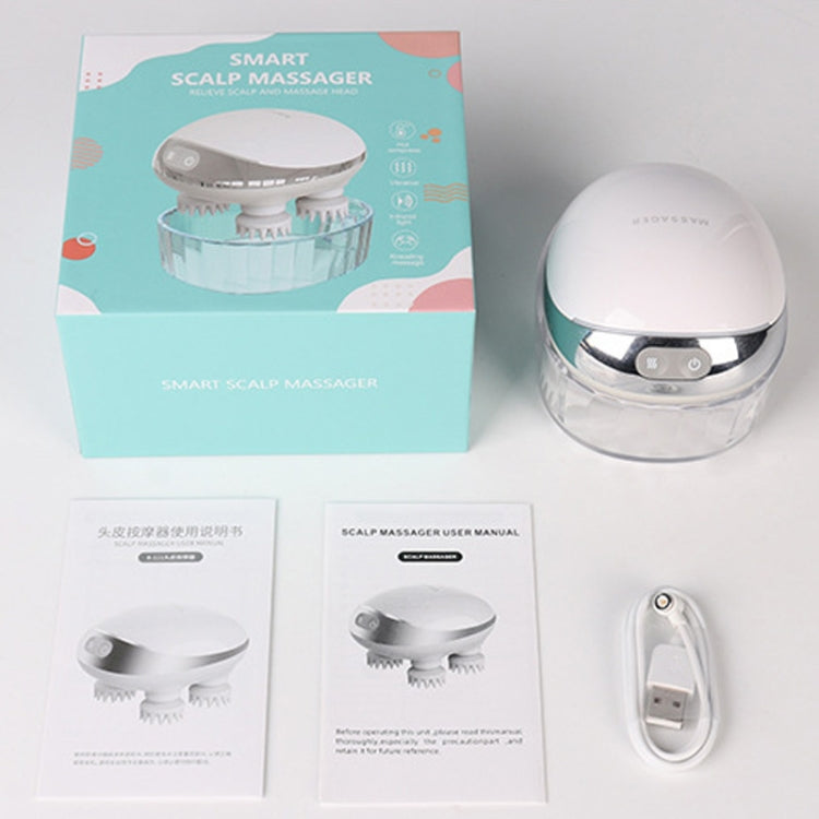 K111 Hot Compress Red Light Head Massager Electric Kneading Vibration Waterproof Head Instrument, Size: English Version(White) - Massage & Relaxation by PMC TechLife | Online Shopping South Africa | PMC TechLife