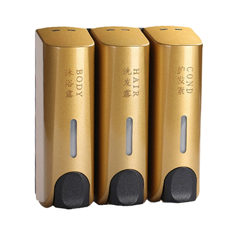 Round Wall Mounted Manual Press Soap Dispenser Shampoo Bottle Hand Wash Body Wash Dispenser, Specification: Three Head Golden - free shipping - PMc TechLife - Order now!